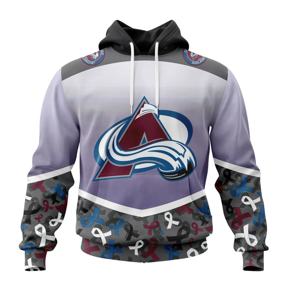 NHL Colorado Avalanche, Specialized Sport Fights Again All Cancer Graphic Hoodie
