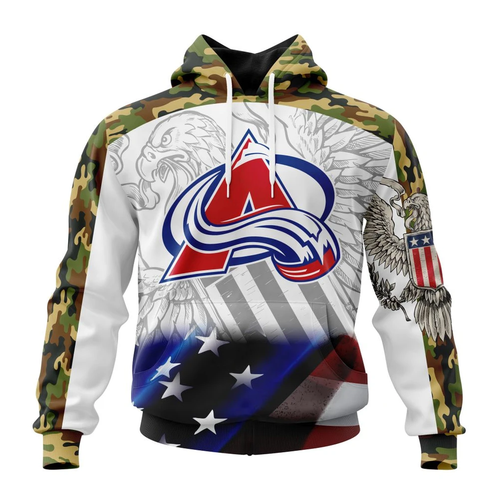 NHL Colorado Avalanche, Specialized Design With Our America Flag And Our America Eagle Graphic Hoodie