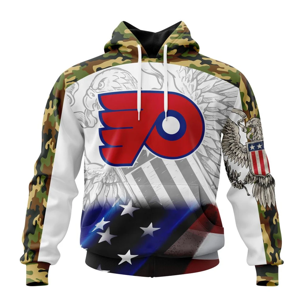 NHL Philadelphia Flyers, Specialized Design With Our America Flag And Our America Eagle Graphic Hoodie