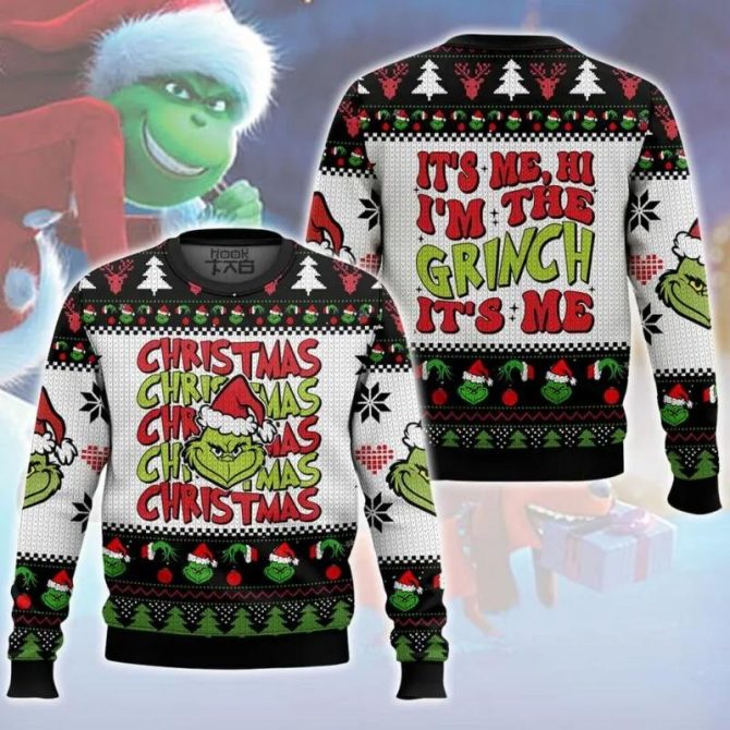 The Grinch Ugly Sweater, Grinch Holiday Sweater - Image 3