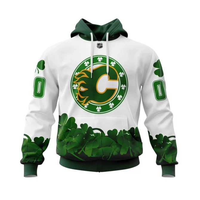 Calgary Flames, Happy St.Patrick Days Jersey Graphic Hoodie
