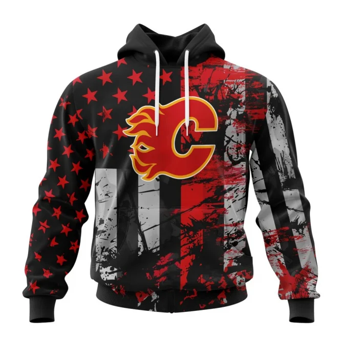 Calgary Flames Specialized Jersey For America Graphic Hoodie