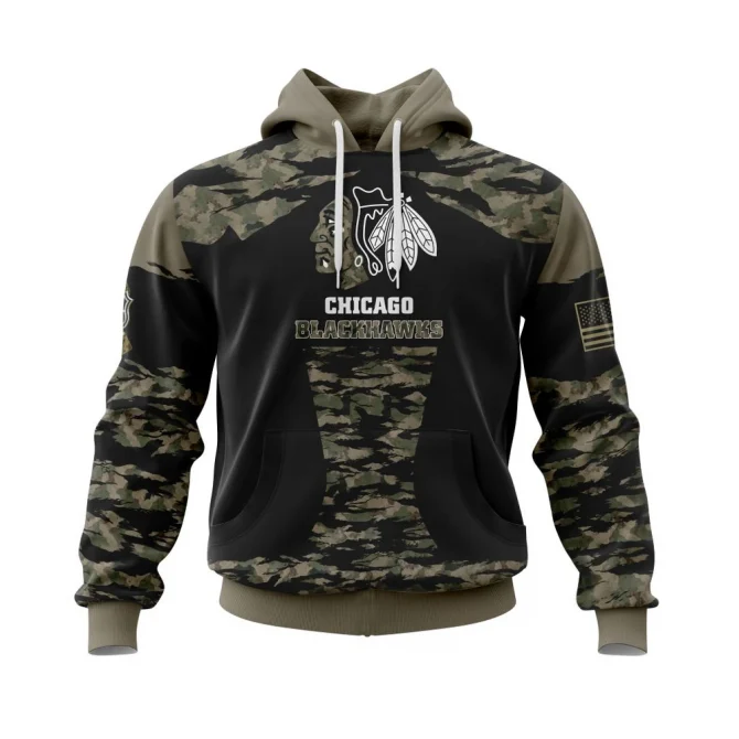 Chicago Blackhawks, Honors Veterans And Military Members Graphic Hoodie