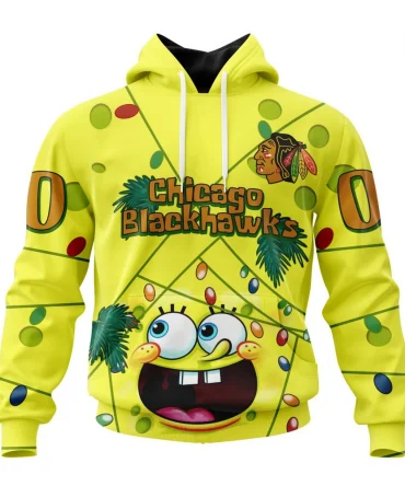Chicago Blackhawks, Specialized Jersey With Spongebob Graphic Hoodie