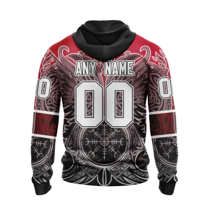 Chicago Blackhawks, Specialized Norse Viking Symbols Graphic Hoodie - Image 2