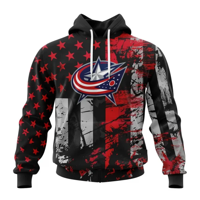 Columbus Blue Jackets, Specialized Jersey For America Graphic Hoodie