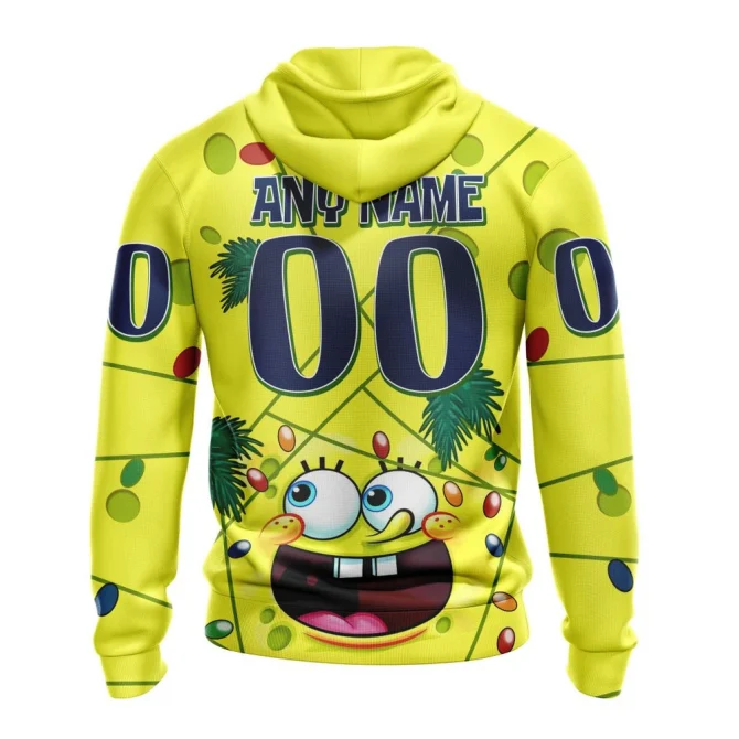Columbus Blue Jackets, Specialized Jersey With Spongebob Graphic Hoodie - Image 2