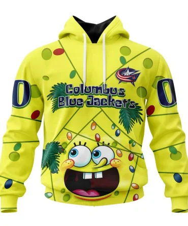Columbus Blue Jackets, Specialized Jersey With Spongebob Graphic Hoodie