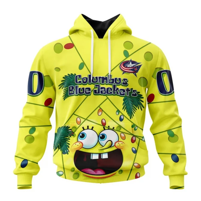 Columbus Blue Jackets, Specialized Jersey With Spongebob Graphic Hoodie