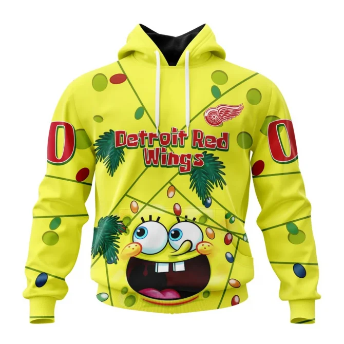 Detroit Red Wings, Specialized Jersey With Spongebob Graphic Hoodie