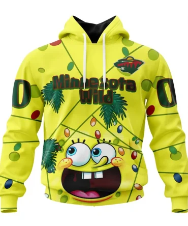 Minnesota Wild, Specialized Jersey With Spongebob Graphic Hoodie