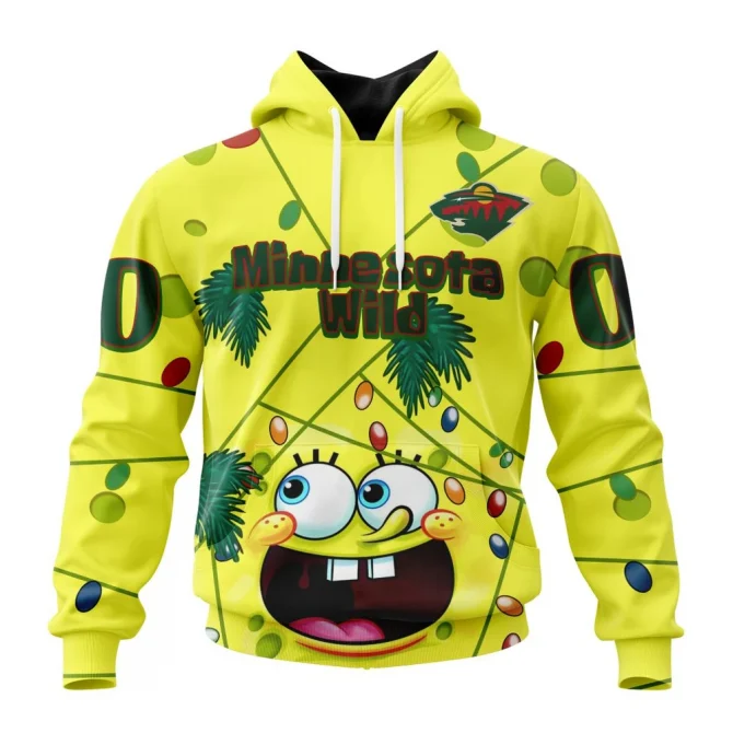 Minnesota Wild, Specialized Jersey With Spongebob Graphic Hoodie