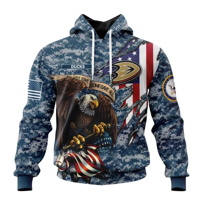 NHL Anaheim Ducks Honor Us Navy Veterans Graphic Hoodie
