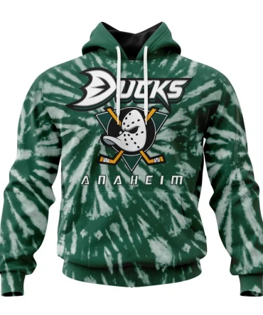 NHL Anaheim Ducks Special Retro Vintage Tie Dye Graphic Hoodie