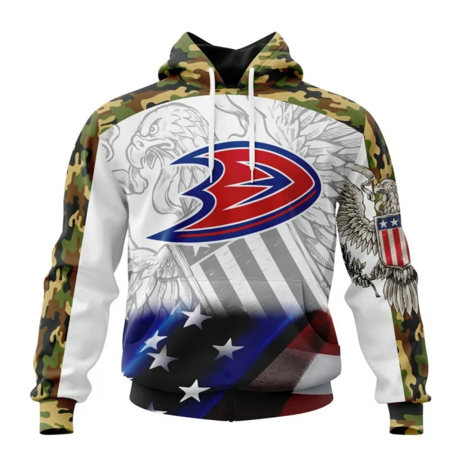 NHL Anaheim Ducks, Specialized Design With Our America Flag And Our America Eagle Graphic Hoodie