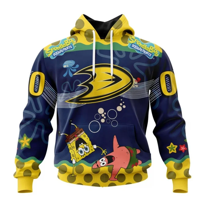 NHL Anaheim Ducks, Specialized Jersey With Spongebob Graphic Hoodie