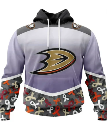 NHL Anaheim Ducks, Specialized Sport Fights Again All Cancer Graphic Hoodie