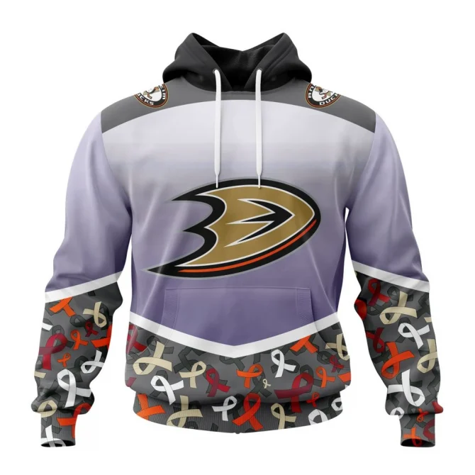 NHL Anaheim Ducks, Specialized Sport Fights Again All Cancer Graphic Hoodie