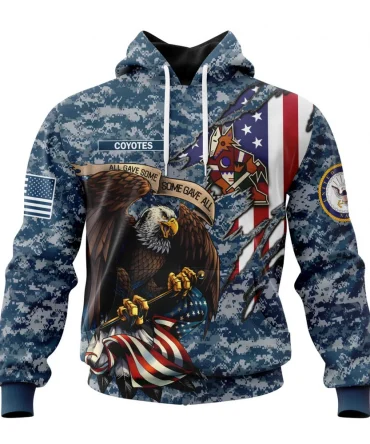 NHL Arizona Coyotes Honor Us Navy Veterans Graphic Hoodie