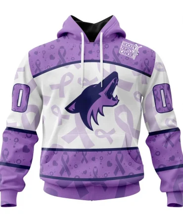 NHL Arizona Coyotes Special Lavender Fight Cancer Graphic Hoodie
