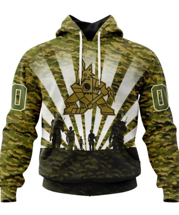 NHL Arizona Coyotes Special Military Camo Kits For Veterans Day And Rememberance Day Graphic Hoodie