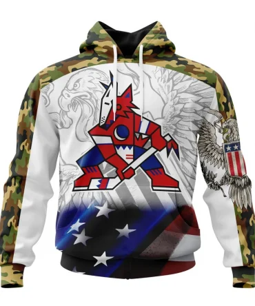 NHL Arizona Coyotes, Specialized Design With Our America Flag And Our America Eagle Graphic Hoodie