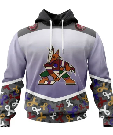 NHL Arizona Coyotes, Specialized Sport Fights Again All Cancer Graphic Hoodie