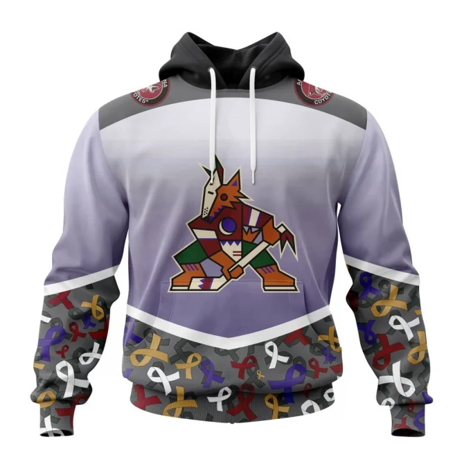 NHL Arizona Coyotes, Specialized Sport Fights Again All Cancer Graphic Hoodie