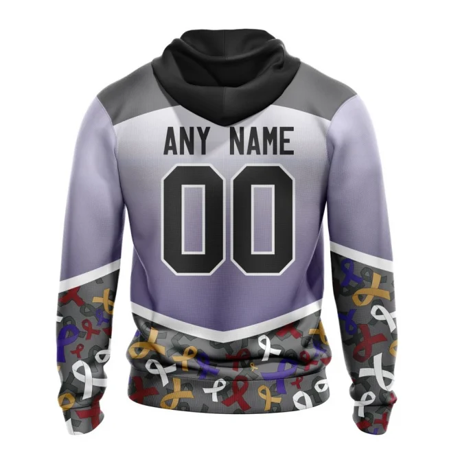 NHL Arizona Coyotes, Specialized Sport Fights Again All Cancer Graphic Hoodie - Image 2