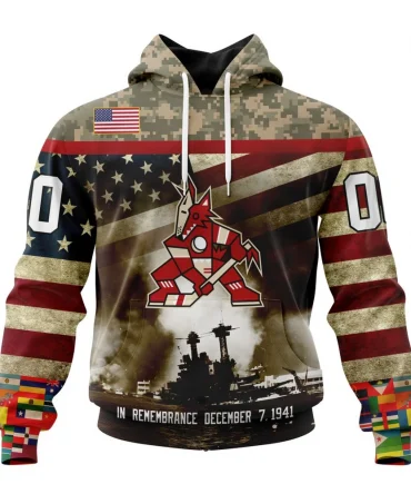 NHL Arizona Coyotes, Specialized Unisex Kits Remember Pearl Harbor Graphic Hoodie