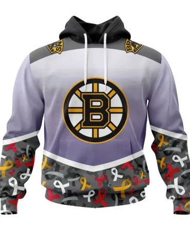 NHL Boston Bruins Specialized Sport Fights Again All Cancer Graphic Hoodie