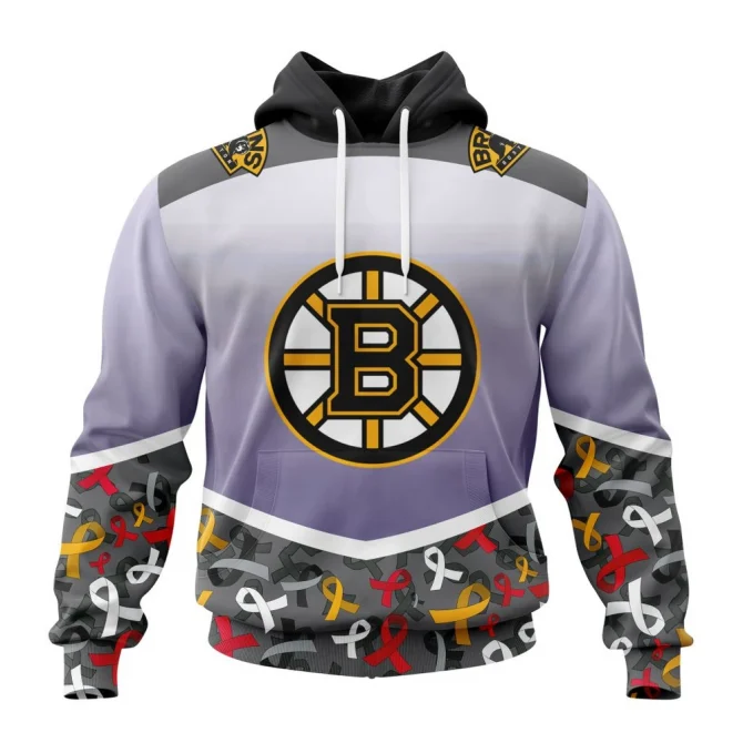 NHL Boston Bruins Specialized Sport Fights Again All Cancer Graphic Hoodie