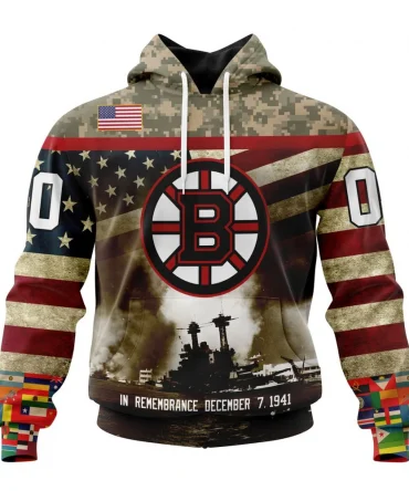 NHL Boston Bruins Specialized Unisex Kits Remember Pearl Harbor Graphic Hoodie