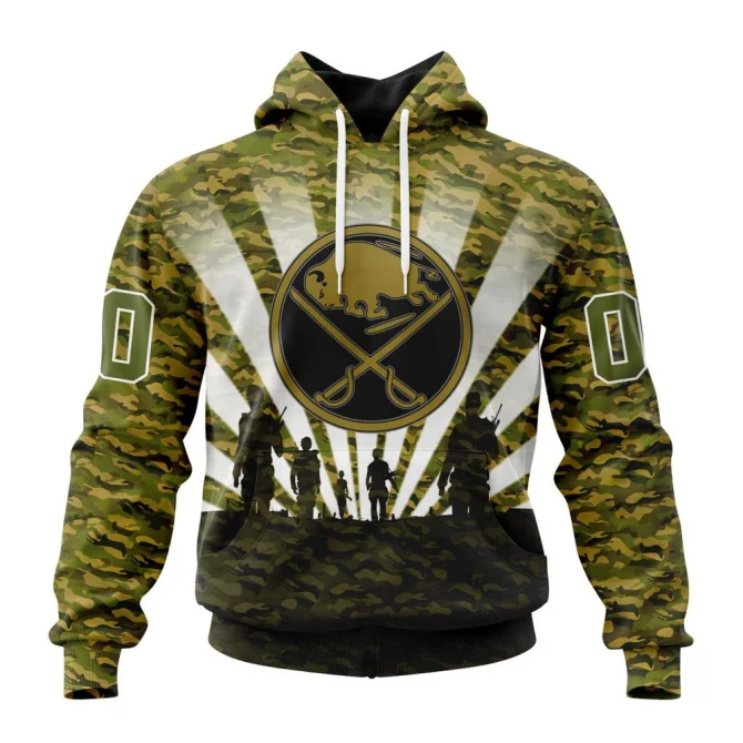 NHL Buffalo Sabres Special Military Camo Kits For Veterans Day And Rememberance Day Graphic Hoodie