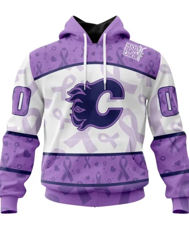 NHL Calgary Flames Special Lavender Fight Cancer Graphic Hoodie