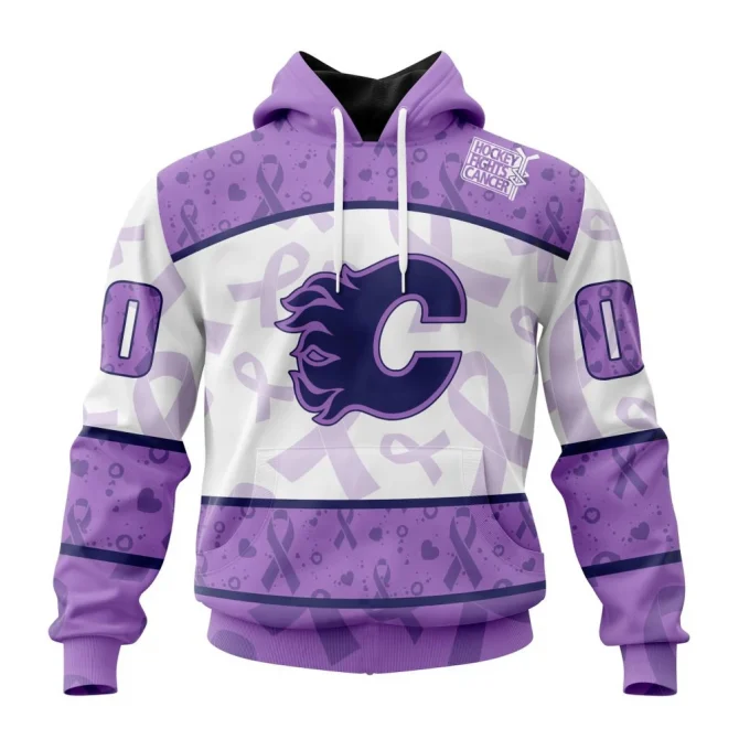 NHL Calgary Flames Special Lavender Fight Cancer Graphic Hoodie