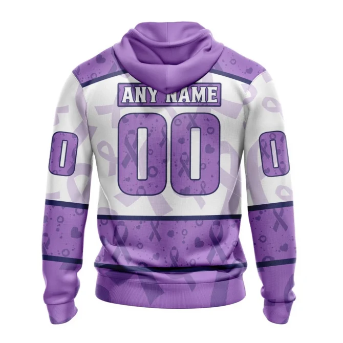 NHL Calgary Flames Special Lavender Fight Cancer Graphic Hoodie - Image 2