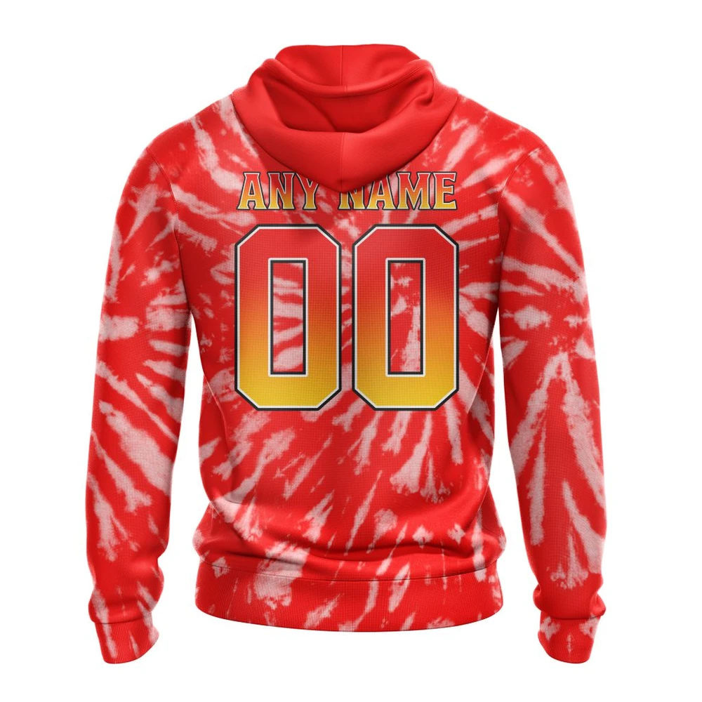 NHL Calgary Flames Special Retro Vintage Tie Dye Graphic Hoodie - Image 2