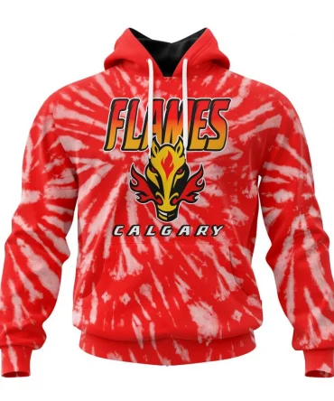 NHL Calgary Flames Special Retro Vintage Tie Dye Graphic Hoodie