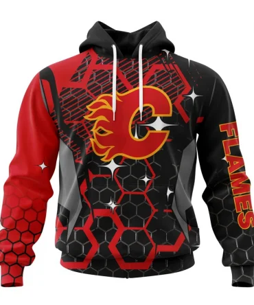 NHL Calgary Flames, Specialized Design With Motocross Syle Graphic Hoodie