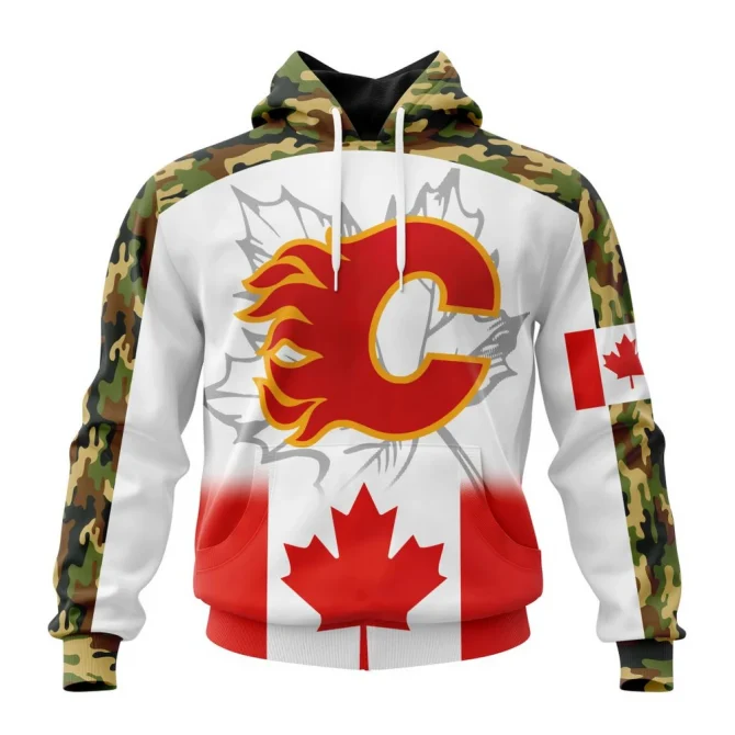 NHL Calgary Flames, Specialized Design With Our Canada Flag Graphic Hoodie