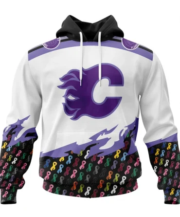 NHL Calgary Flames, Specialized Kits In October We Stand Together We Can Beat Cancer Graphic Hoodie