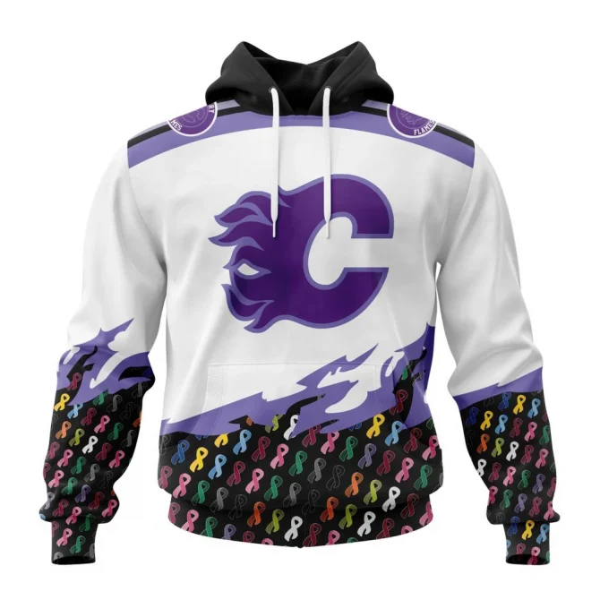 NHL Calgary Flames, Specialized Kits In October We Stand Together We Can Beat Cancer Graphic Hoodie