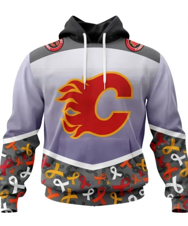 NHL Calgary Flames, Specialized Sport Fights Again All Cancer Graphic Hoodie