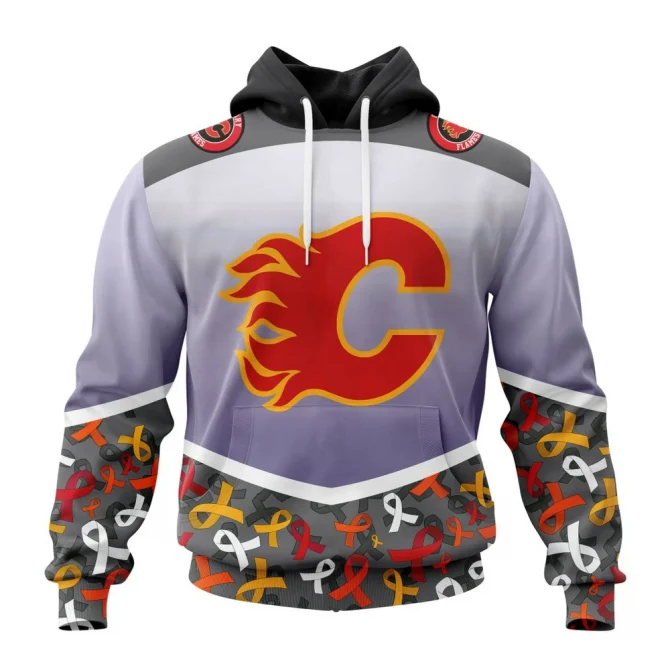 NHL Calgary Flames, Specialized Sport Fights Again All Cancer Graphic Hoodie