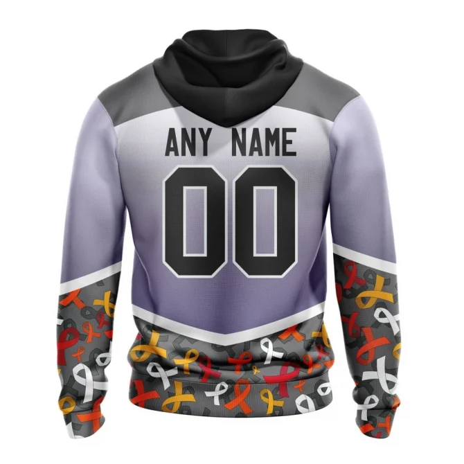 NHL Calgary Flames, Specialized Sport Fights Again All Cancer Graphic Hoodie - Image 2