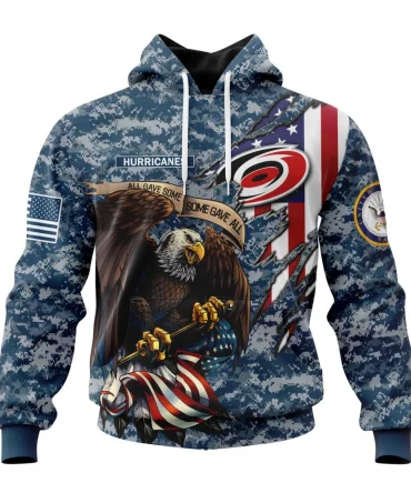 NHL Carolina Hurricanes Honor Us Navy Veterans Graphic Hoodie