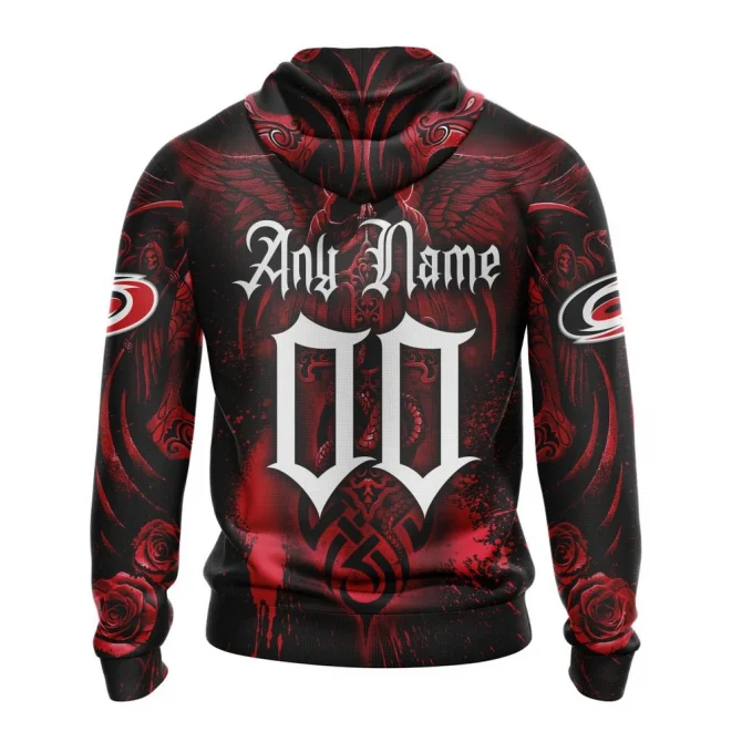 NHL Carolina Hurricanes Special Design With Skull Art Graphic Hoodie - Image 2