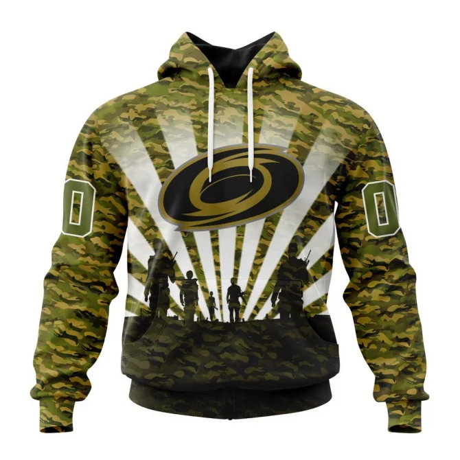 NHL Carolina Hurricanes Special Military Camo Kits For Veterans Day And Rememberance Day Graphic Hoodie