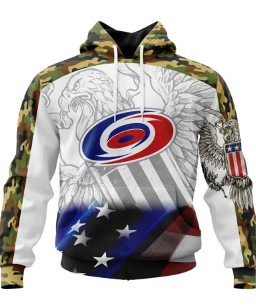 NHL Carolina Hurricanes, Specialized Design With Our America Flag And Our America Eagle Graphic Hoodie